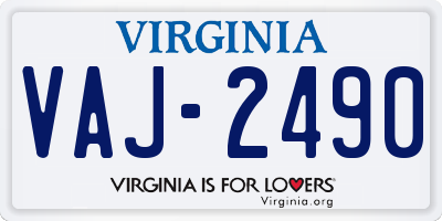 VA license plate VAJ2490