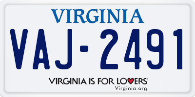 VA license plate VAJ2491