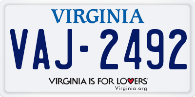 VA license plate VAJ2492