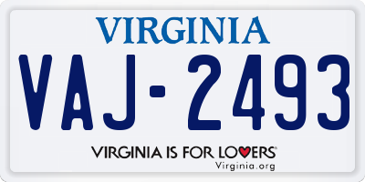 VA license plate VAJ2493