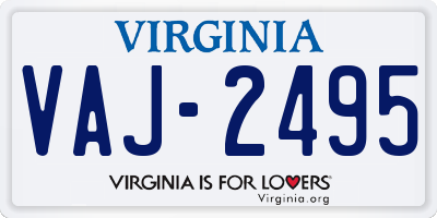 VA license plate VAJ2495
