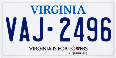 VA license plate VAJ2496