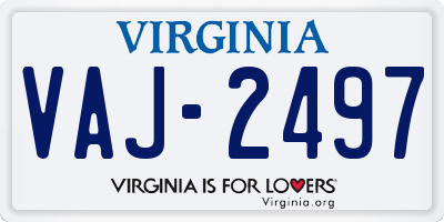VA license plate VAJ2497