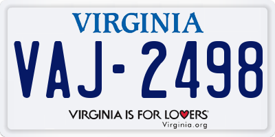 VA license plate VAJ2498