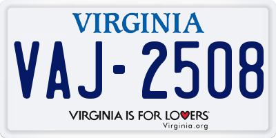 VA license plate VAJ2508