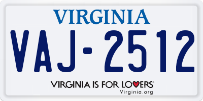 VA license plate VAJ2512