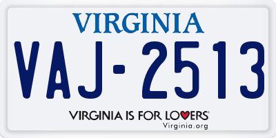 VA license plate VAJ2513