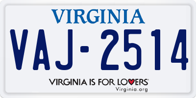 VA license plate VAJ2514