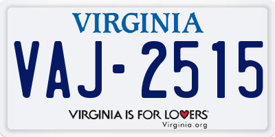 VA license plate VAJ2515