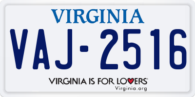 VA license plate VAJ2516