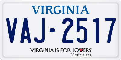 VA license plate VAJ2517