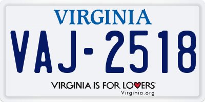 VA license plate VAJ2518