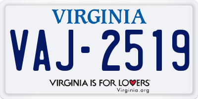 VA license plate VAJ2519