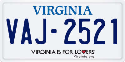 VA license plate VAJ2521