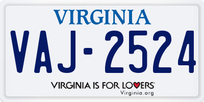 VA license plate VAJ2524