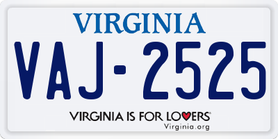 VA license plate VAJ2525