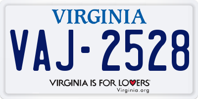 VA license plate VAJ2528
