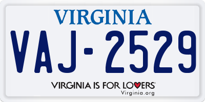 VA license plate VAJ2529