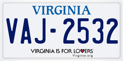 VA license plate VAJ2532