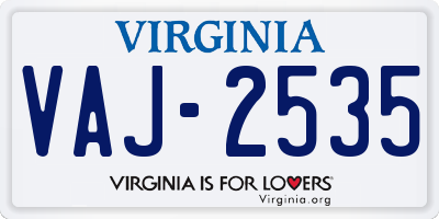 VA license plate VAJ2535