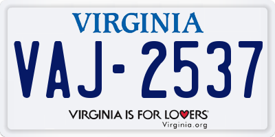 VA license plate VAJ2537