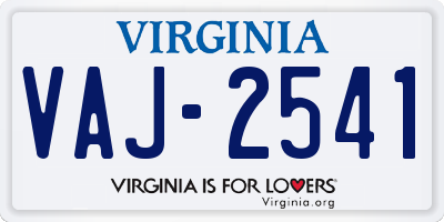 VA license plate VAJ2541