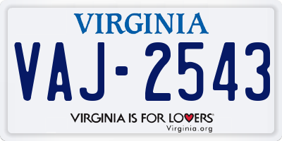 VA license plate VAJ2543