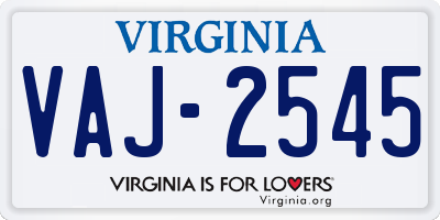 VA license plate VAJ2545