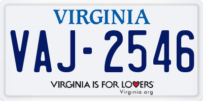 VA license plate VAJ2546