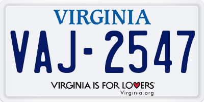 VA license plate VAJ2547