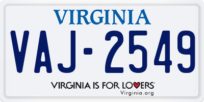 VA license plate VAJ2549