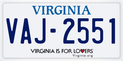VA license plate VAJ2551