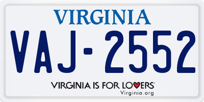VA license plate VAJ2552