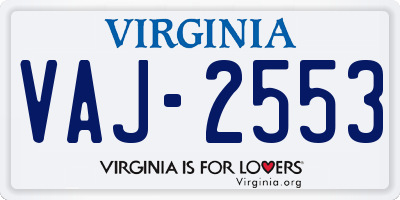 VA license plate VAJ2553