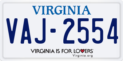VA license plate VAJ2554