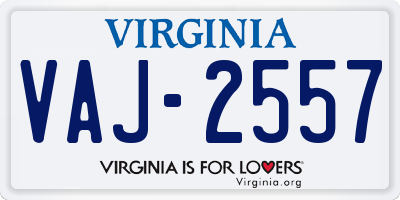 VA license plate VAJ2557