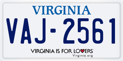 VA license plate VAJ2561