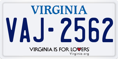 VA license plate VAJ2562