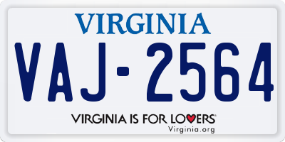 VA license plate VAJ2564