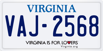 VA license plate VAJ2568