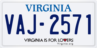 VA license plate VAJ2571