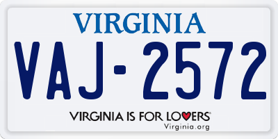 VA license plate VAJ2572