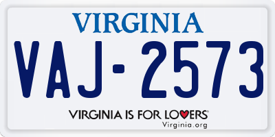 VA license plate VAJ2573