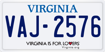 VA license plate VAJ2576