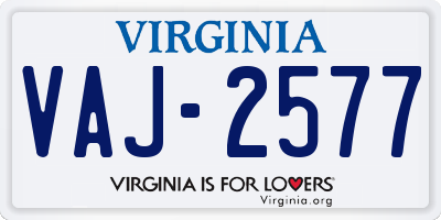 VA license plate VAJ2577