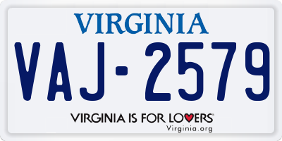 VA license plate VAJ2579