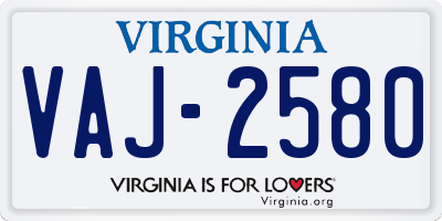 VA license plate VAJ2580