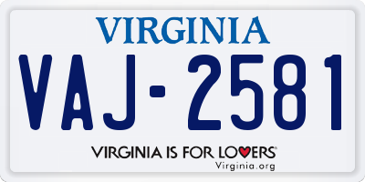 VA license plate VAJ2581
