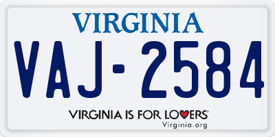 VA license plate VAJ2584