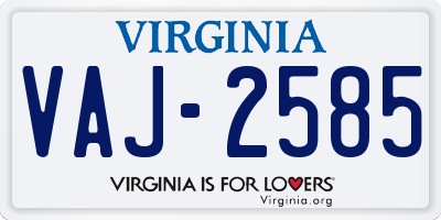 VA license plate VAJ2585